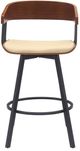 Armen Living Athena Black/Cream/Walnut Swivel Counter Stool-3