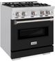ZLINE Classic 30" Stainless Steel Pro Style Dual Fuel Range with Black Matte Door-3