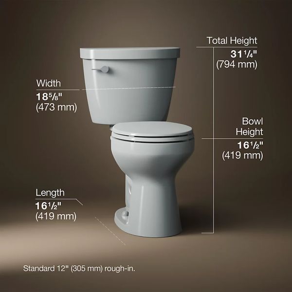 KOHLER® Cimarron® Ice Gray 2-Piece Round-Front Toilet, 1.28 Gpf-4