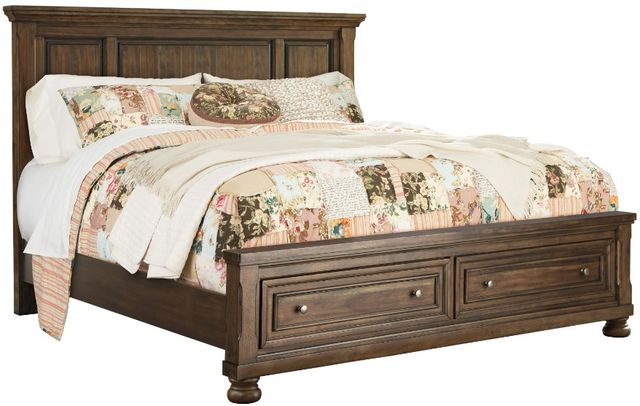 Signature Design by Ashley® Flynnter 5-Piece Medium Brown California King Storage Panel Bed Set-1