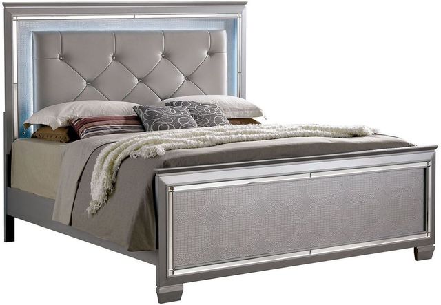 Furniture of America® Bellanova Gray Queen Upholstered Bed-0