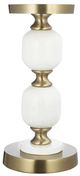 A & B Home Gold/White Pillar Candle Holder with Pebble Design-1