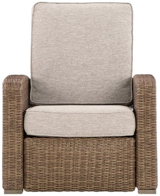 Signature Design by Ashley® Revare Beach Beige Fabric/Resin Wicker Outdoor Manual Recliner-2