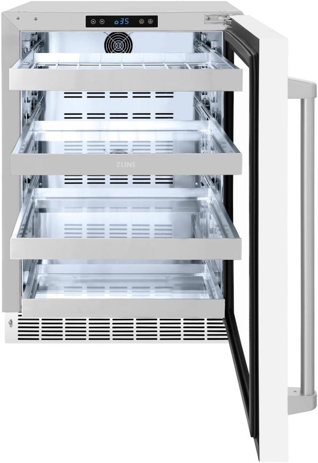 ZLINE Touchstone 24" 5.2 Cu. Ft. Stainless Steel Beverage Center with White Matte Glass Door-1