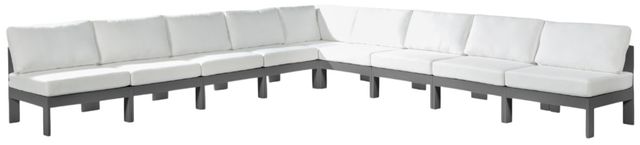 Meridian Furniture Nizuc 9-Piece Dark Gray/White Aluminum/Fabric Outdoor Patio Modular Sectional-0