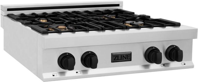 ZLINE Autograph Edition Legacy 30" Stainless Steel Gas Rangetop with Matte Black Accents-2