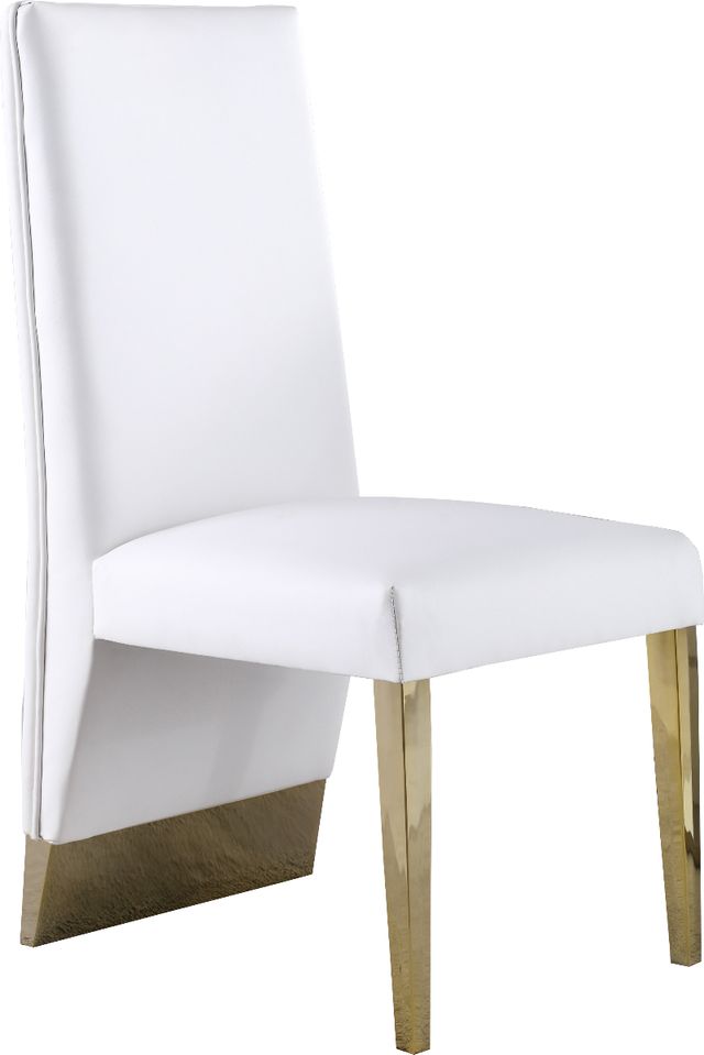 Meridian Furniture Porsha White/Gold Vegan Leather Dining Chair-0