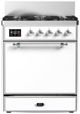Ilve® Majestic III 30" White Pro Style Dual Fuel Natural Gas Range with Solid Door and Chrome Trim-0