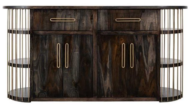 International Furniture Direct Balam Stained Dark Kitchen Island-0