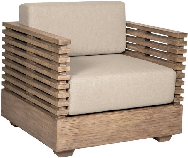 Armen Living Vivid Brown/Taupe Fabric/Wood Outdoor Chair -0