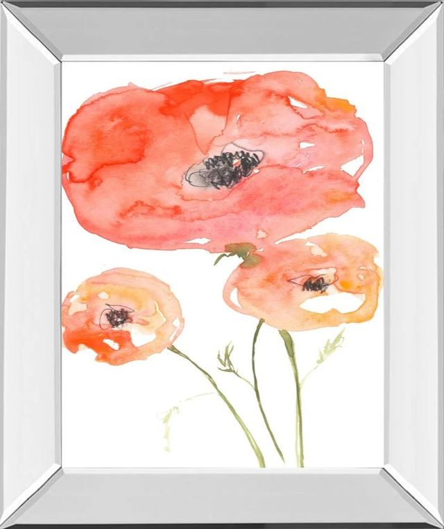 Classy Art Neon Poppies II by Jennifer Goldberger Mirror Framed Wall Art-0