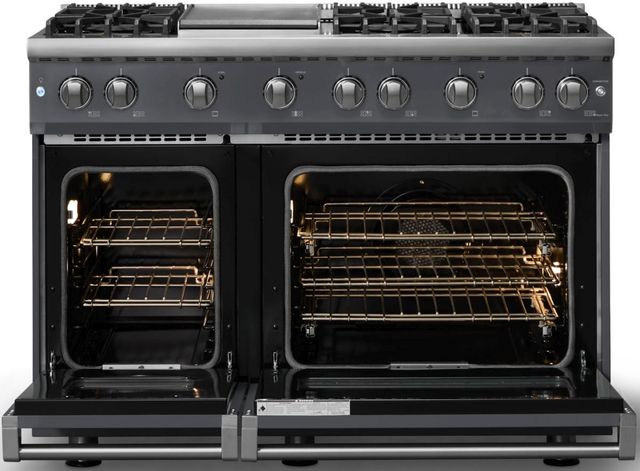 Viking® 5 Series 48" Cast Black Pro Style Gas (NG) Range with Polished Chrome Trim-1