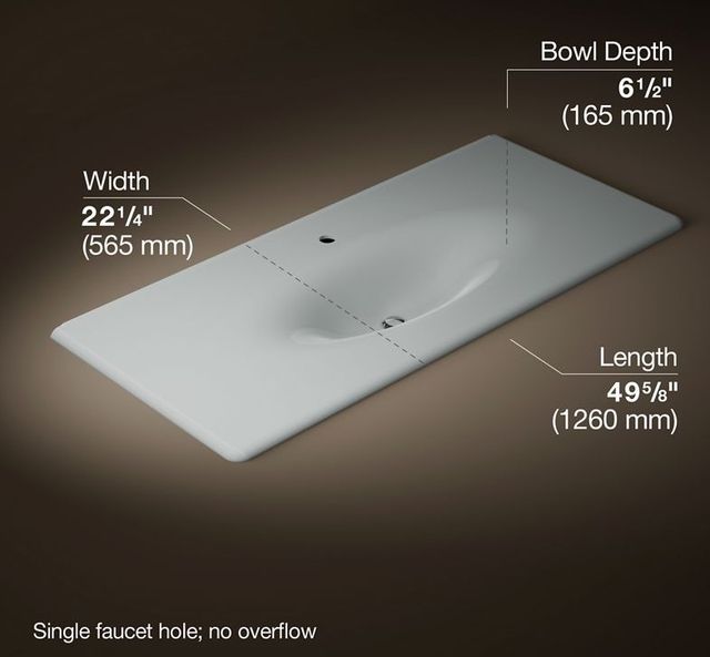 Kohler Iron/Impressions® Ice Grey 49" Enameled Cast Iron Vanity Top with Integrated Oval Sink-2