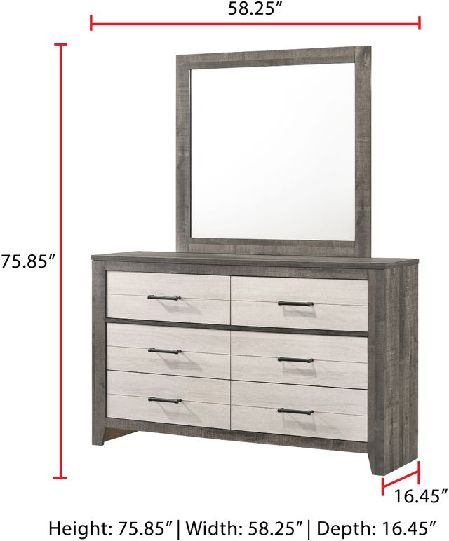 Crown Mark Rhett Gray/White Dresser-2