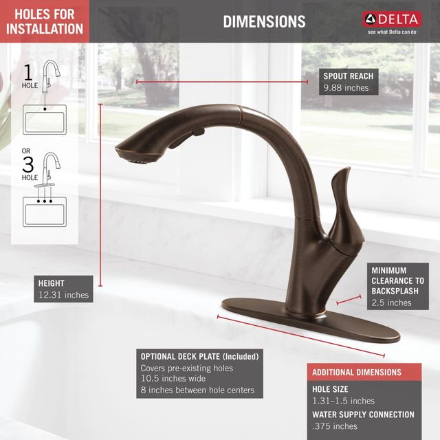Delta Linden™ Venetian Bronze Single Handle Pull-Out Kitchen Faucet-2