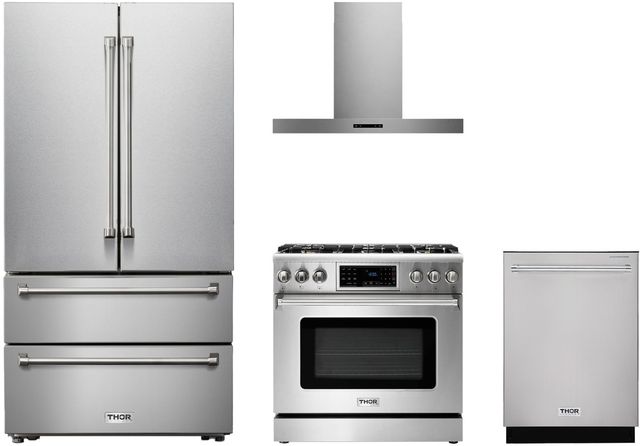 Thor Kitchen® 4 Piece Stainless Steel Gas Kitchen Package-0