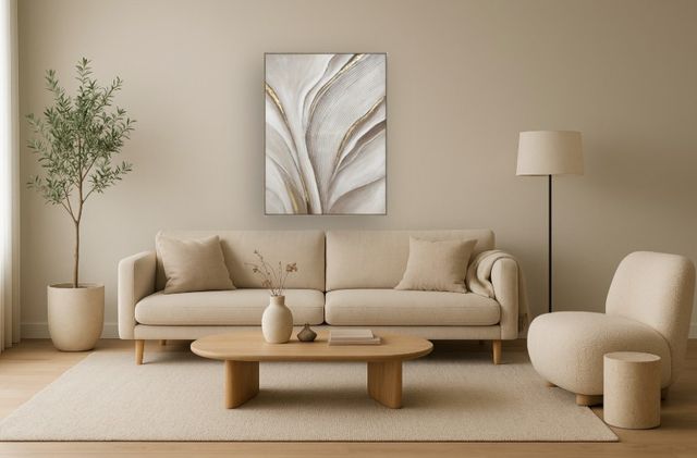 Classy Living Mindful Sculpted Whisper Metallic Abstract Wall Art-1