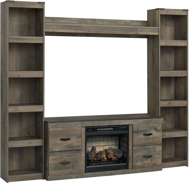 Signature Design by Ashley® Trinell 4-Piece Brown Entertainment Center with Electric Fireplace