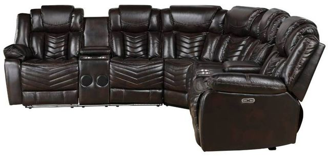 Homelegance® Ramone 3-Piece Dark Brown Power Reclining Sectional-3