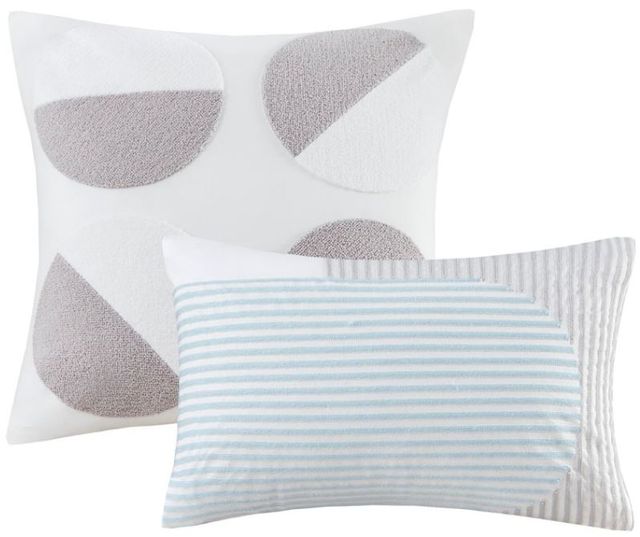 Olliix by Urban Habitat Hayes Aqua Full/Queen Woven Stripe Cotton Gauze Comforter Set-1