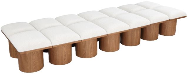 Meridian Furniture Pavilion 14-Piece Cream/Walnut 109" Modular Bench Set-0
