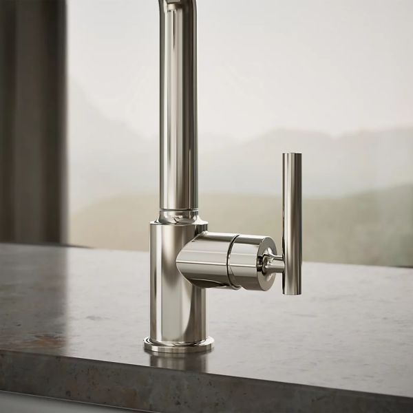 KOHLER® Purist® Vibrant Polished Nickel Kitchen Sink Faucet with 3-Function Sprayhead-4