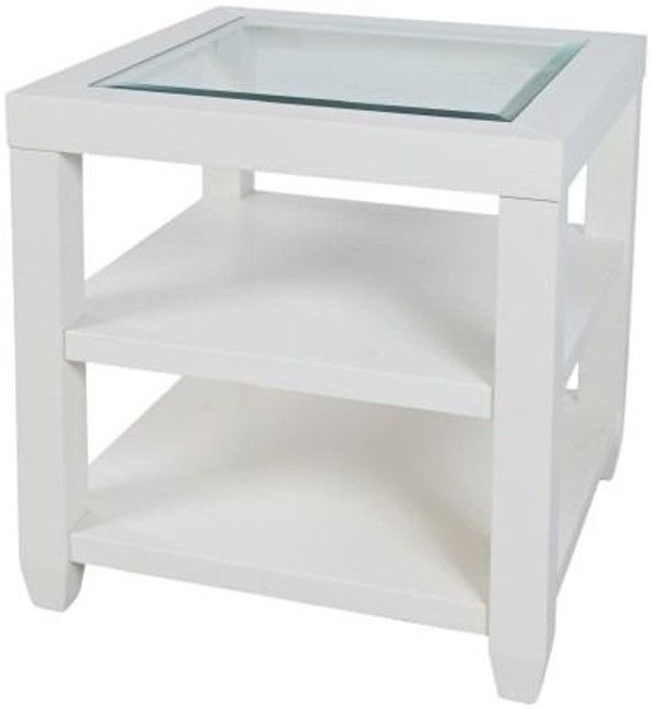 Jofran Inc. Urban Icon Glass Top End Table with White Base-3