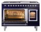Ilve® Nostalgie II Noblesse 48'' Midnight Blue Pro Style Dual Fuel Range with Chrome Trim-3