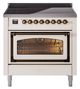 Ilve® Nostalgie II Noblesse 36'' Antique White Pro Style Induction Range with Burnished Trim-0