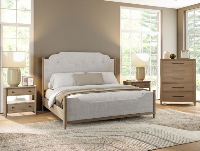Bernards Citrus Heights White Upholstered King Panel Bed-1