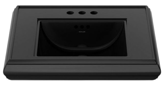 Kohler Memoirs® Black Pedestal/Console Table Bathroom Sink Basin with 4" Centerset Faucet Holes-4