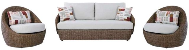 Signature Design by Ashley® Cardiff Beach 3-Piece Brown/White Aluminum/Fabric Outdoor Conversation Set-2
