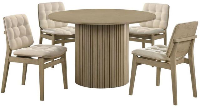 Coaster® Hamlyn 5-Piece Cream/Natural Oak Round Dining Table Set-0
