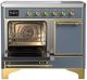 Ilve® Majestic III 40" Blue Gray Pro Style Induction Range with Solid Door and Brass Trim-3