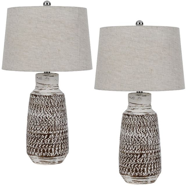 Cal® Lighting & Accessories Scottsboro 2-Piece Terra Cotta Table Lamp Set-0