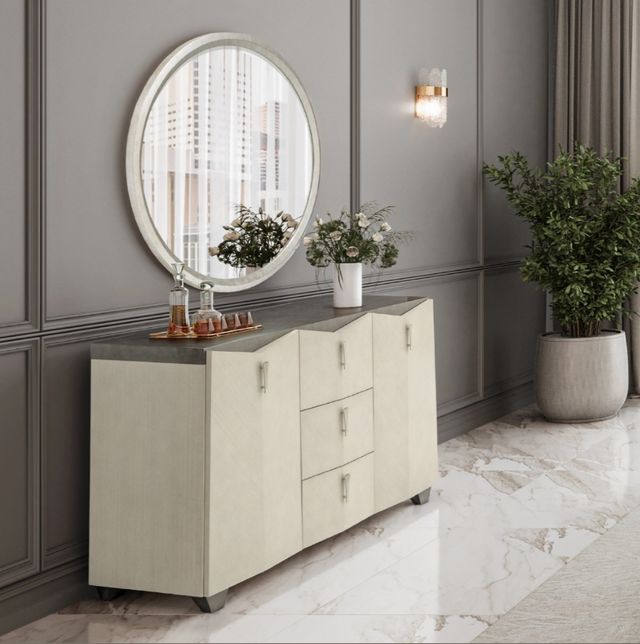 Michael Amini® Fantosini Silver Leaf Sideboard with Mirror-1