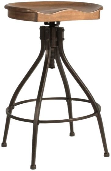 HH2 Home Worland Brown/Distressed Walnut Adjustable Metal Stool-0