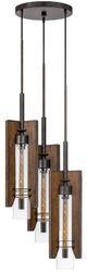 Cal® Lighting & Accessories Almeria 3-Light Iron/Pine Pendant-0