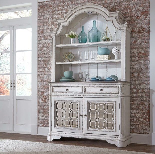 Liberty Furniture Magnolia Manor Antique White/Weathered Bark Hutch and Buffet-1