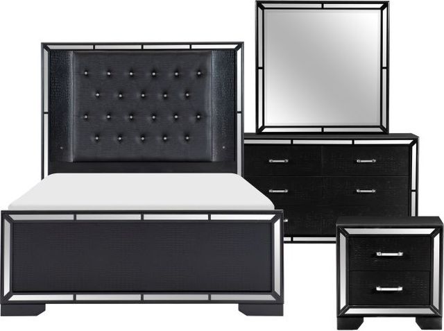 Homelegance® Aveline 4-Piece Black Queen Panel Bed Set-0