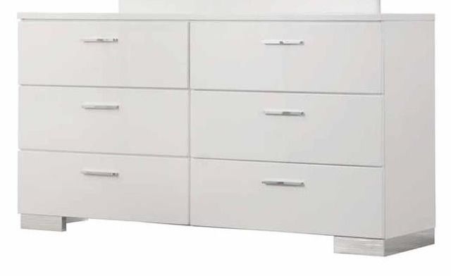 Coaster® Felicity 4-Piece Glossy White California King Low Profile Bedroom Set-3