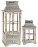 A & B Home Evelyn 2-Piece Gray/White Enclosed Lantern with Handle and Drawer Set-0