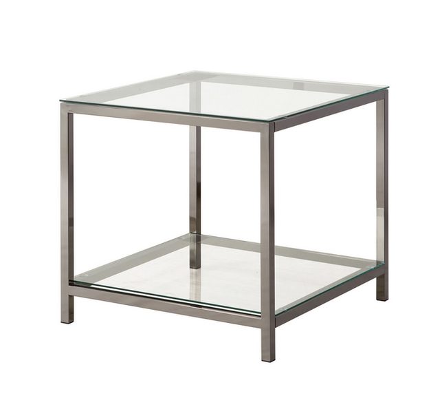Coaster® Trini Glass Top Black Nickel End Table with Glass Shelf-0