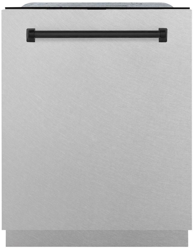 ZLINE Autograph Edition 24" Satin Stainless Steel Built In Dishwasher with Matte Black Handle-0