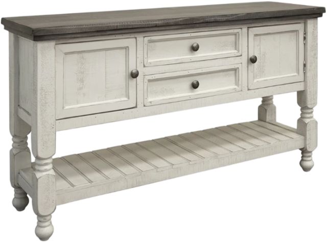 International Furniture Direct Stone Ivory Antiqued/Weathered Gray Sofa Table-0
