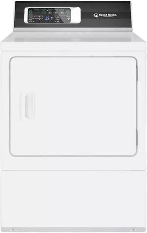 front view of the Speed Queen® DR7 7.0 Cu. Ft. White Front Load Electric Dryer