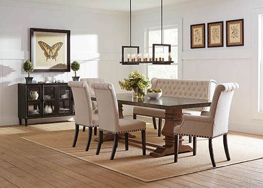 Coaster® Alana Cream Upholstered Dining Arm Chair-2