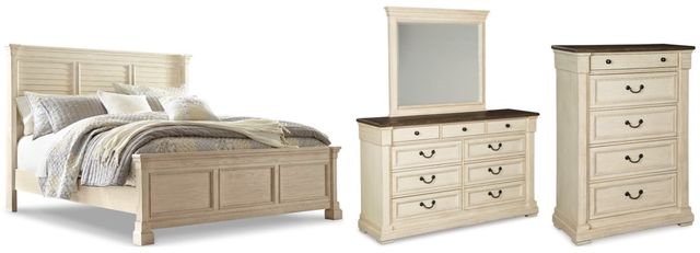 Signature Design by Ashley® Bolanburg 4-Piece Antique White King Panel Bed Set-0