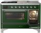 Ilve® Majestic III 48" Emerald Green Pro Style Dual Fuel Natural Gas Range with 5 Black Brass Burners and Chrome Trim-3