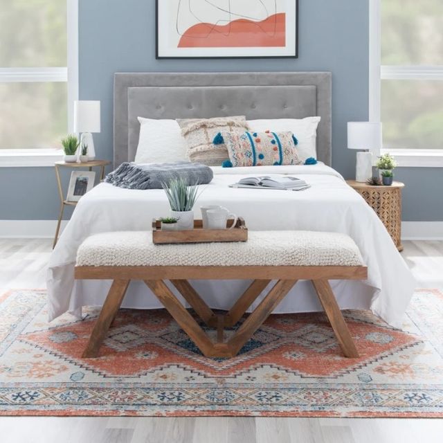 Powell® Benicio Brown/White Upholstered Bench-1